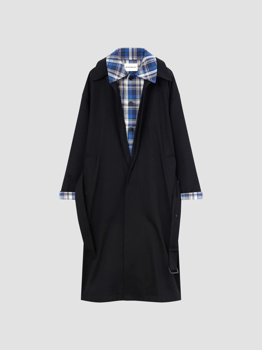 Givenchy Men's Couture Seam Double Trench Coat in Cotton - Black - Size 44