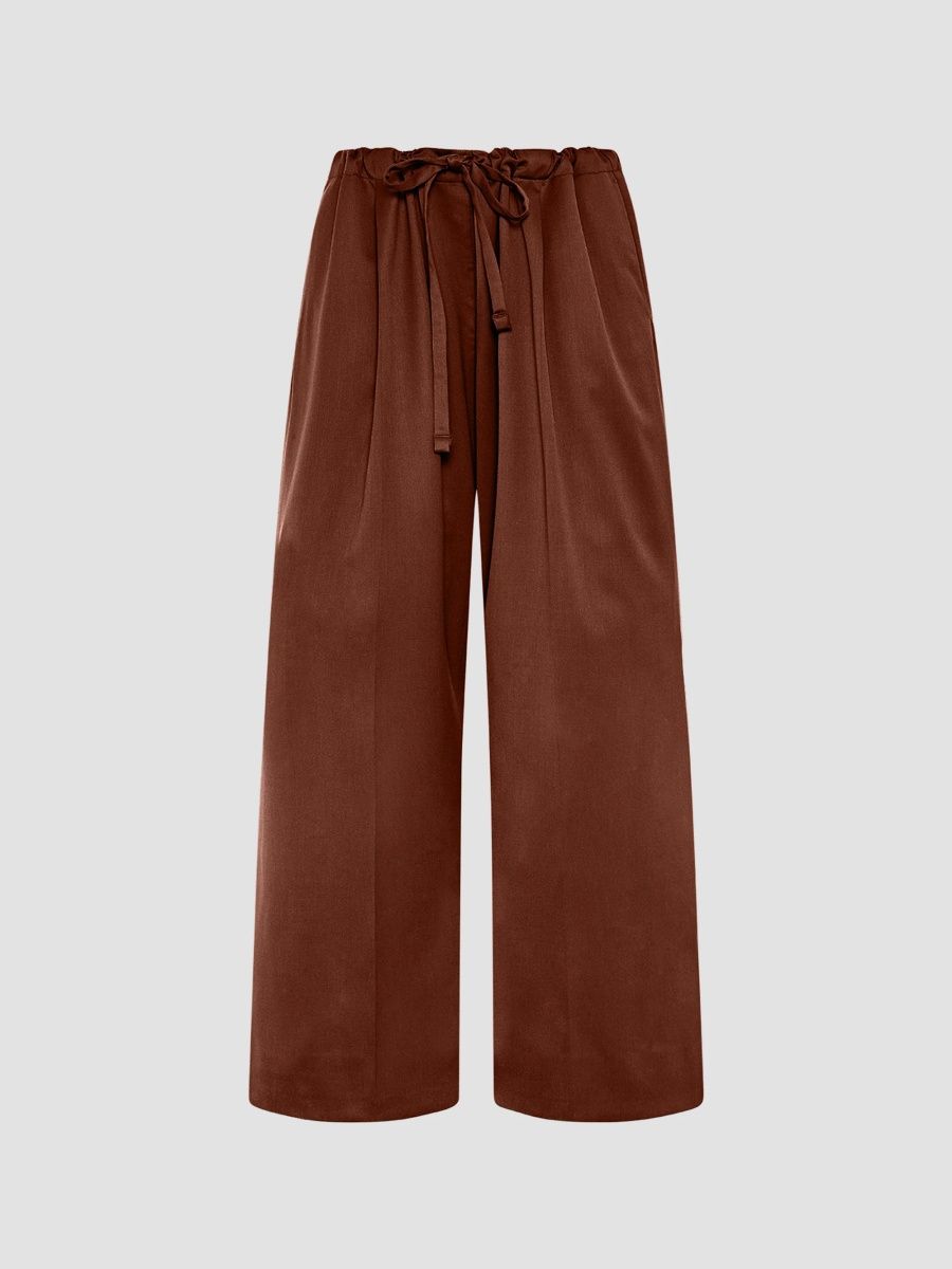 Another Tomorrow Women's Wool Drawcord Pant - Cinnamon - Size XL