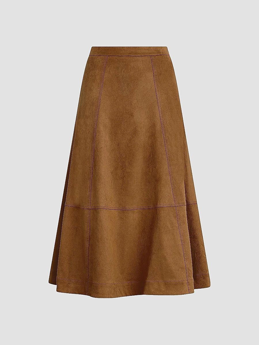 Women's The Aspen Faux Suede Midi Skirt - Camel - Size 8