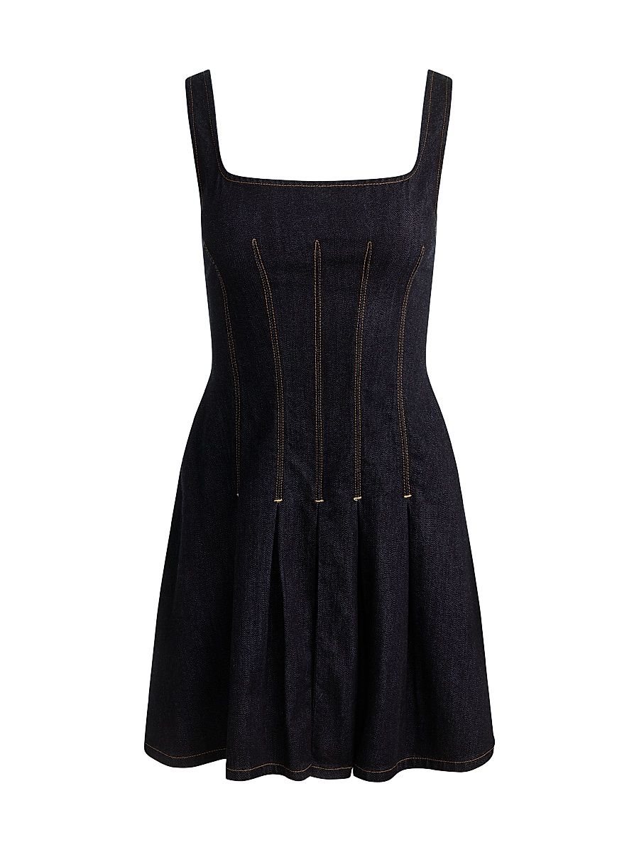 Women's Hollis Square Neck Denim A-Line Minidress - Dark Rinse - Size 14