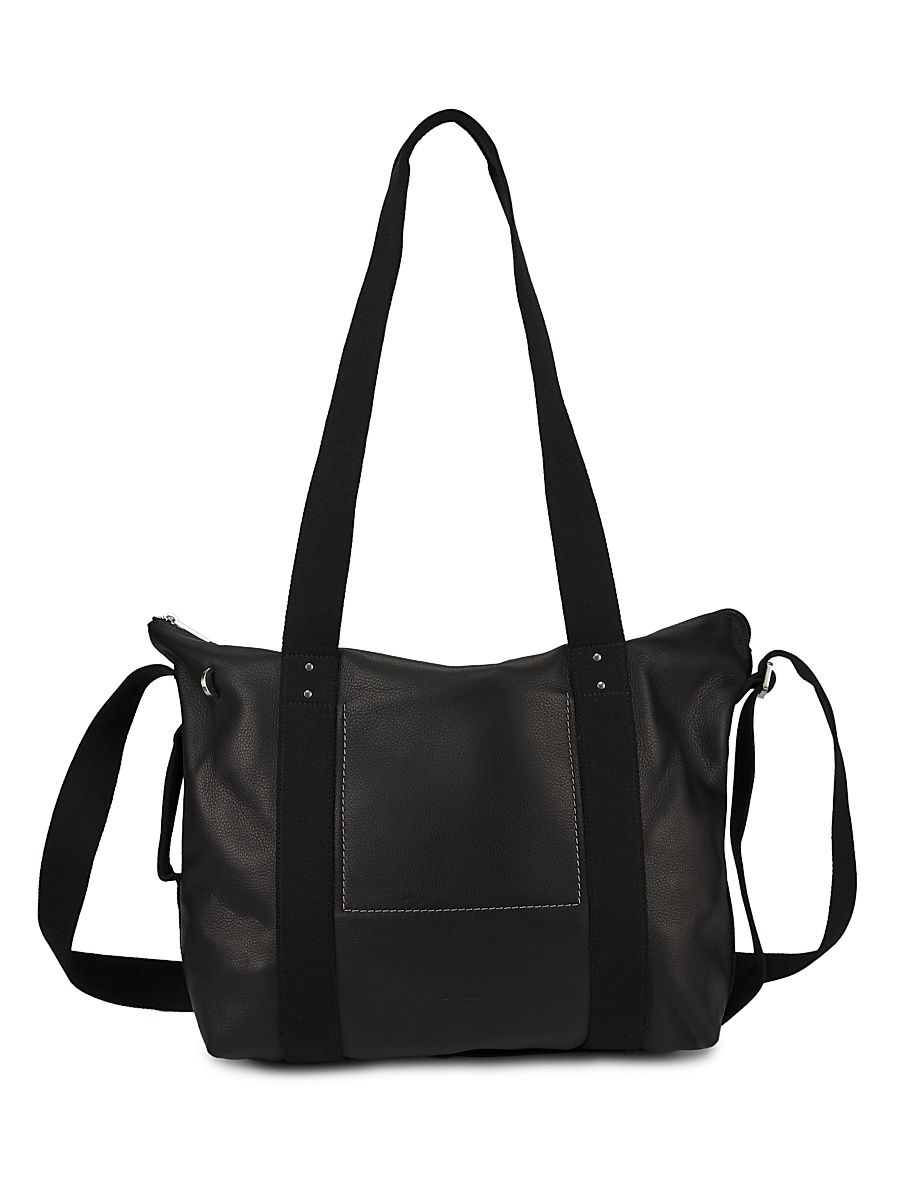 Men's Trolley Leather Tote Bag - Black