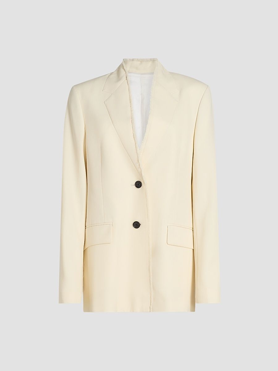 Women's Raw Lapel Jacket - Ecru - Size 12