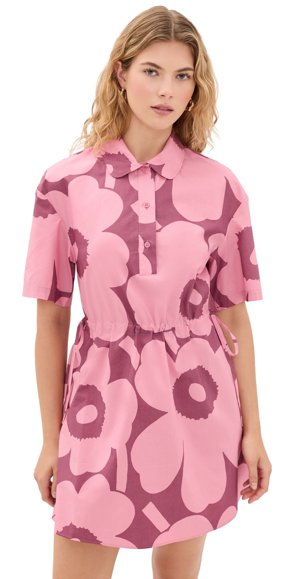 Marimekko Katkelma Unikko Mini Dress Rose/Dark Rose 40