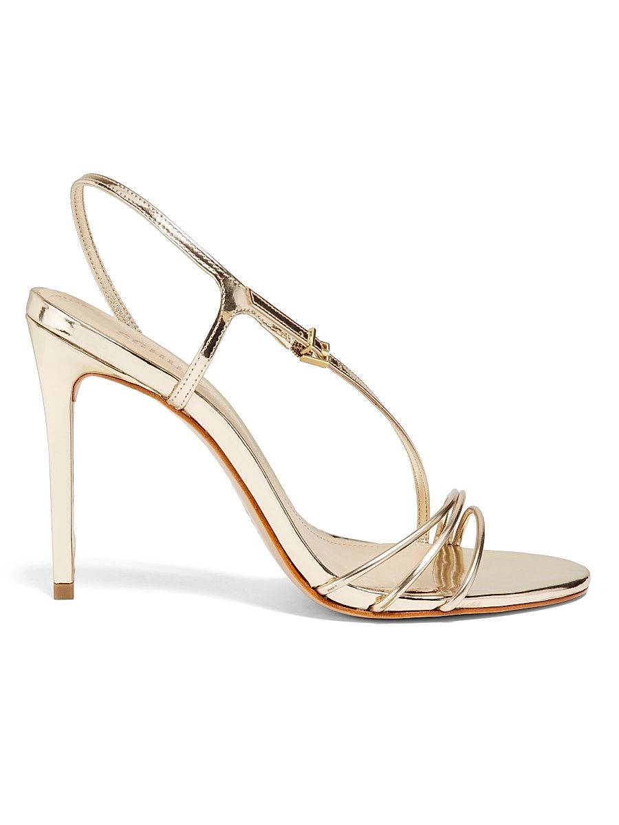 Women's Inez 100MM Metallic Leather Sandals - Platina - Size 11