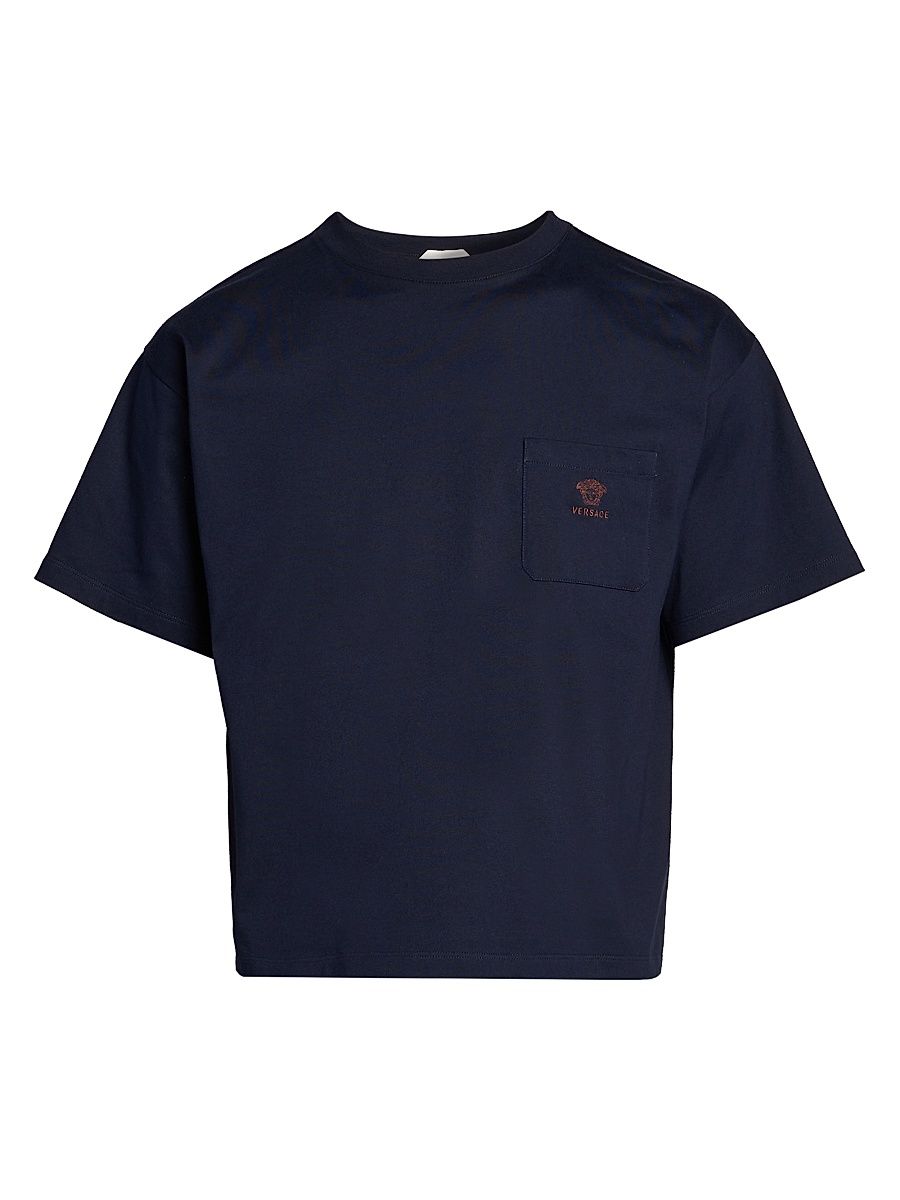 Men's Medusa Pocket Crewneck T-Shirt - Navy Blue - Size XXL