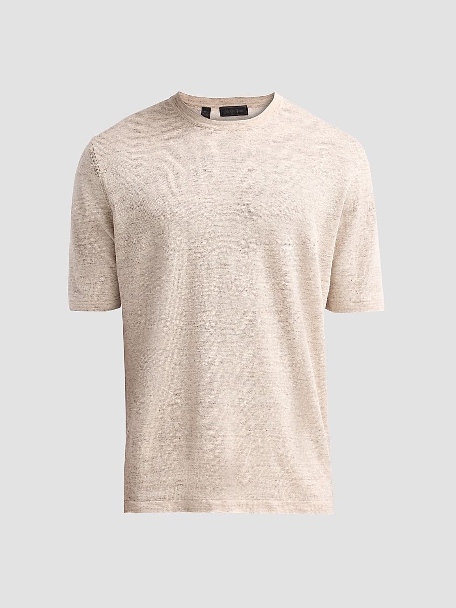 Saks Fifth Avenue Men's Linen Crewneck T-Shirt - Beige - Size XXL
