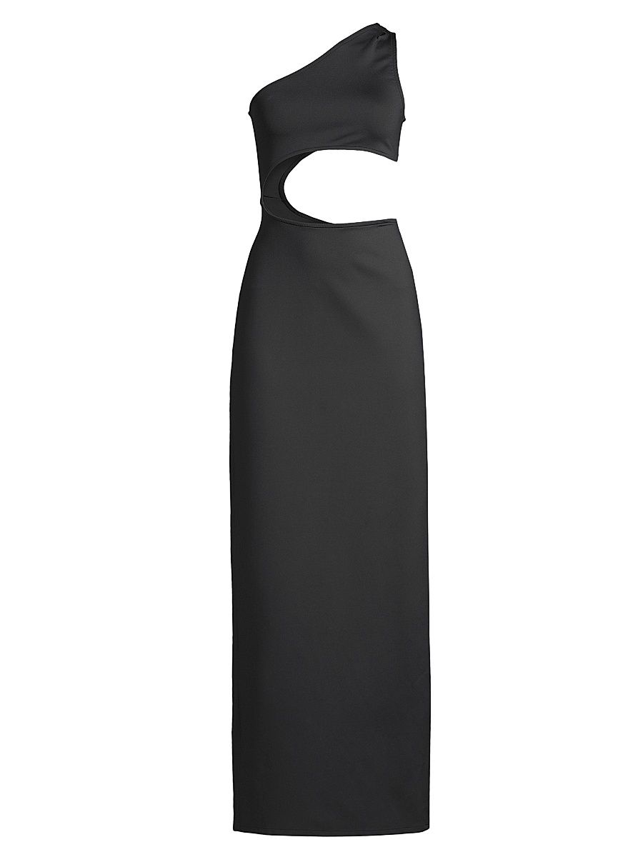Women's One-Shoulder Cut-Out Gown - Black - Size XL