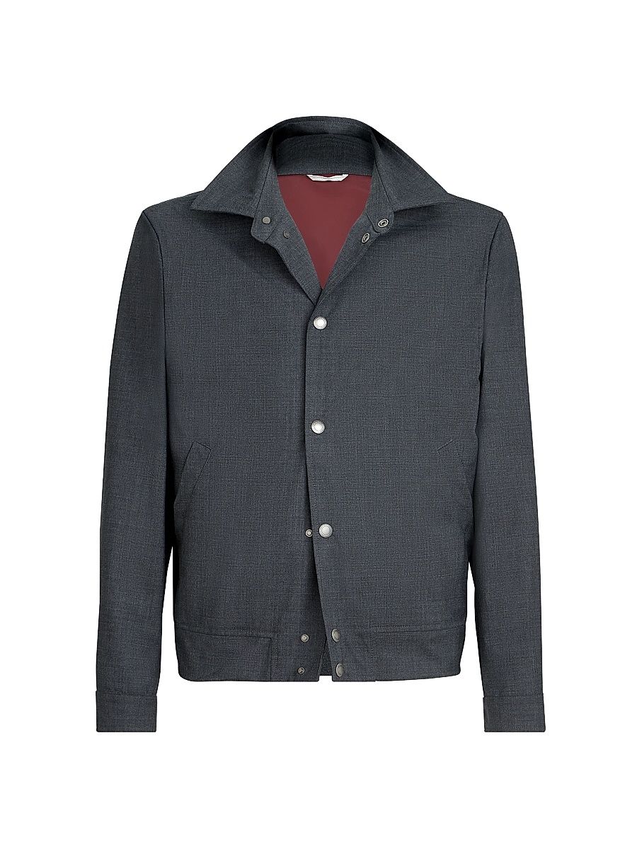 Men's Bonded Virgin Wool Fresco Outerwear Jacket - Dark Grey - Size 44