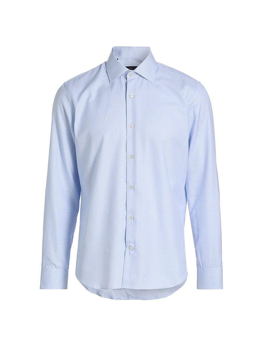 Men's COLLECTION Minicheck Dress Shirt - Light Blue - Size 18