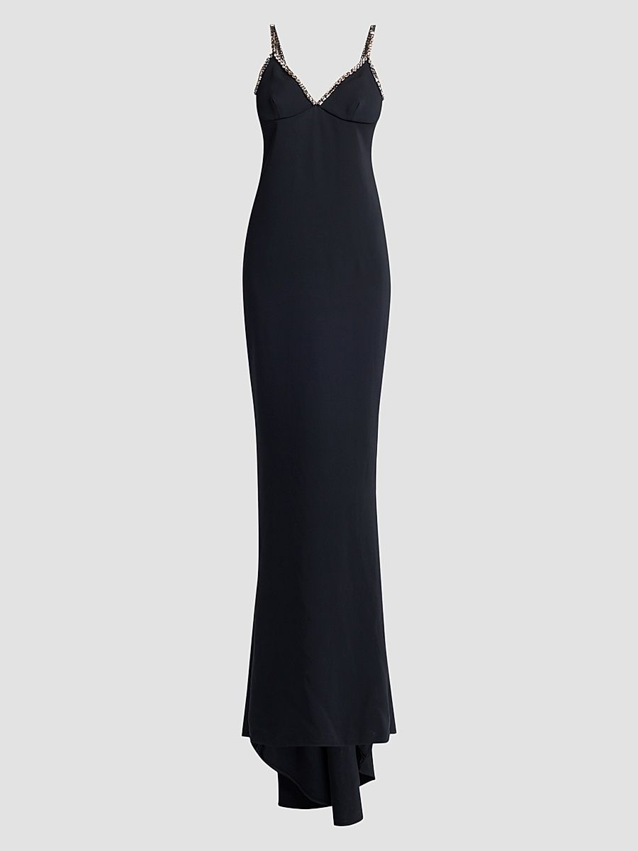 Women's Embellished Floor-Length Gown - Black - Size 10