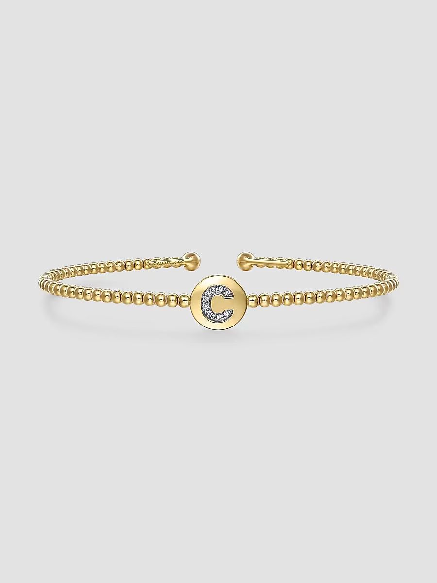 Gabriel & Co Women's Bujukan C Initial 14K Yellow Gold & 0.03 TCW Diamond Cuff - Yellow Gold