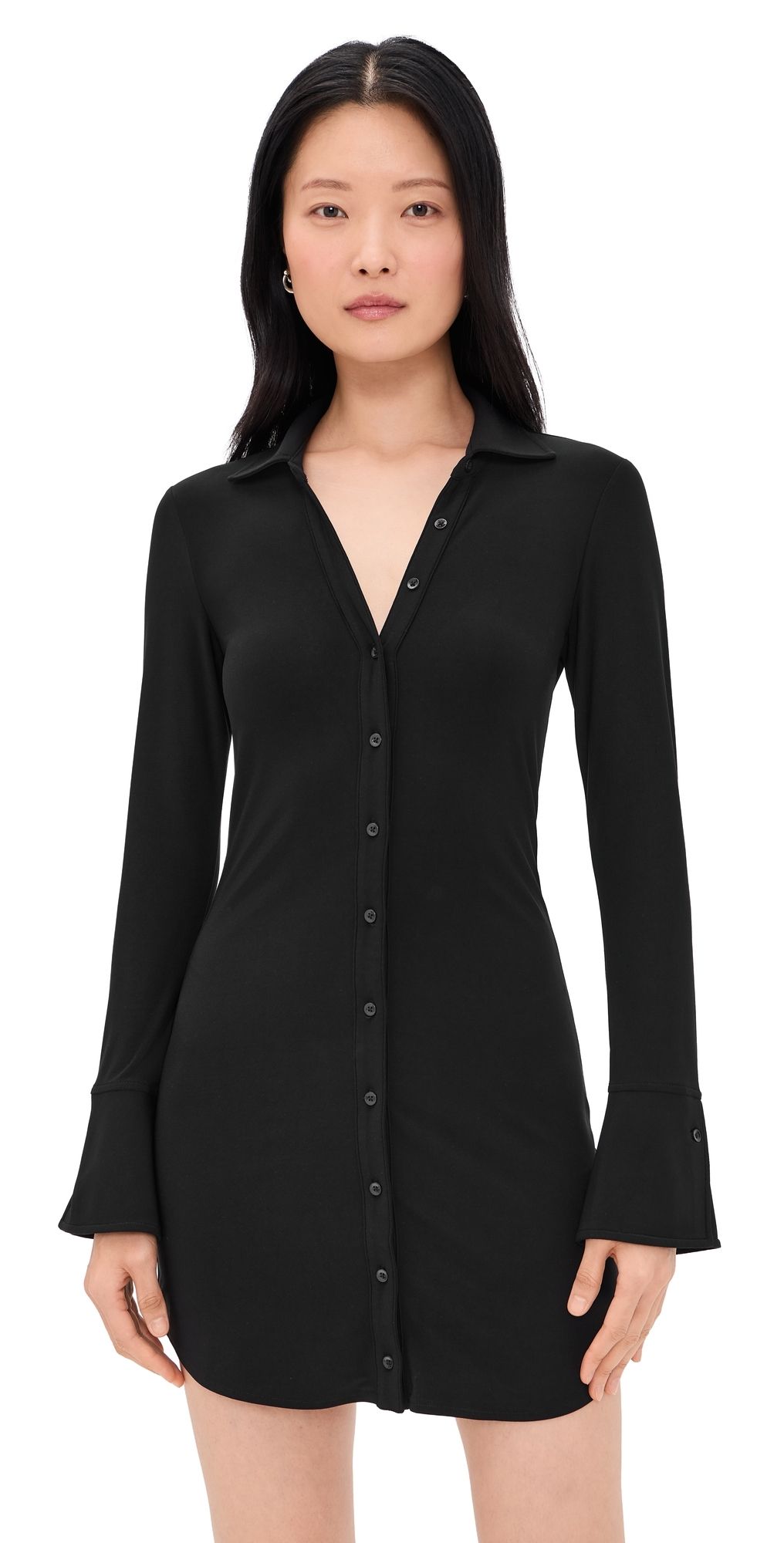 ALICE + OLIVIA Freya Button Down Dress Black S