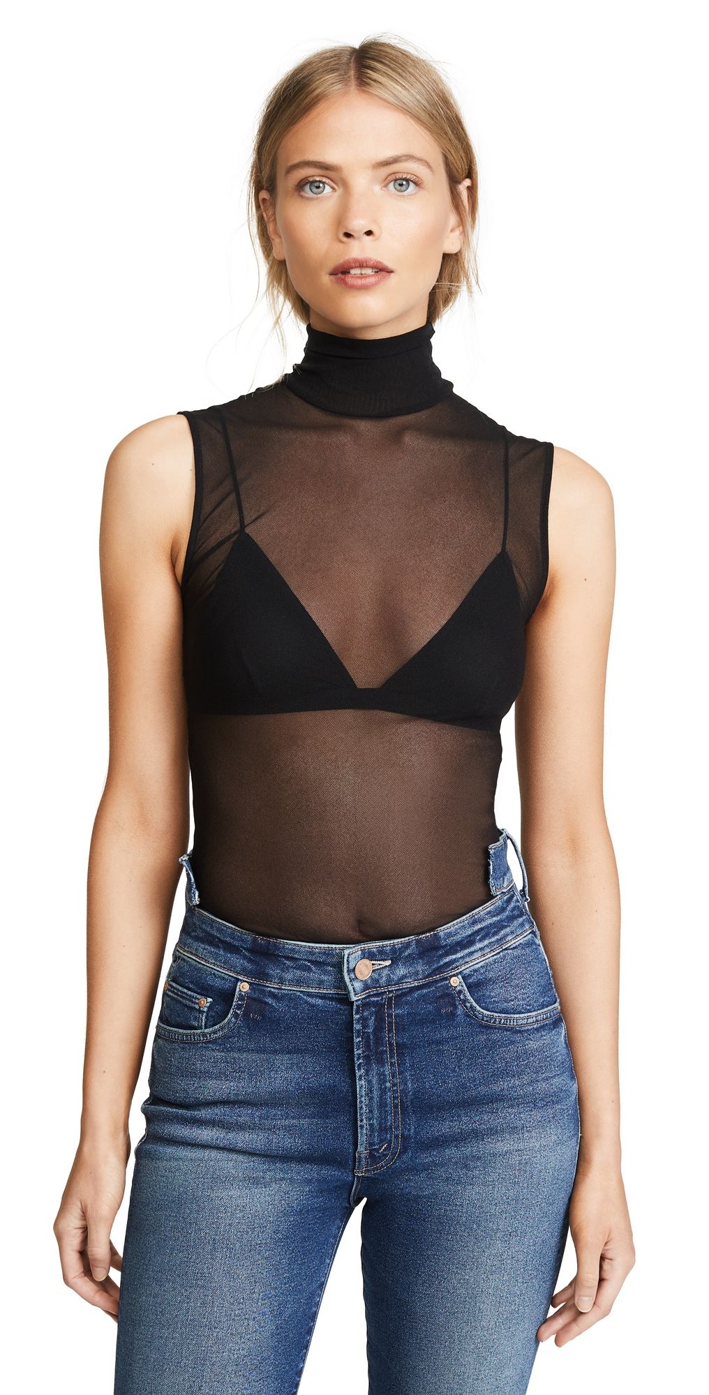 Only Hearts Tulle Turtleneck Tank Black M/L