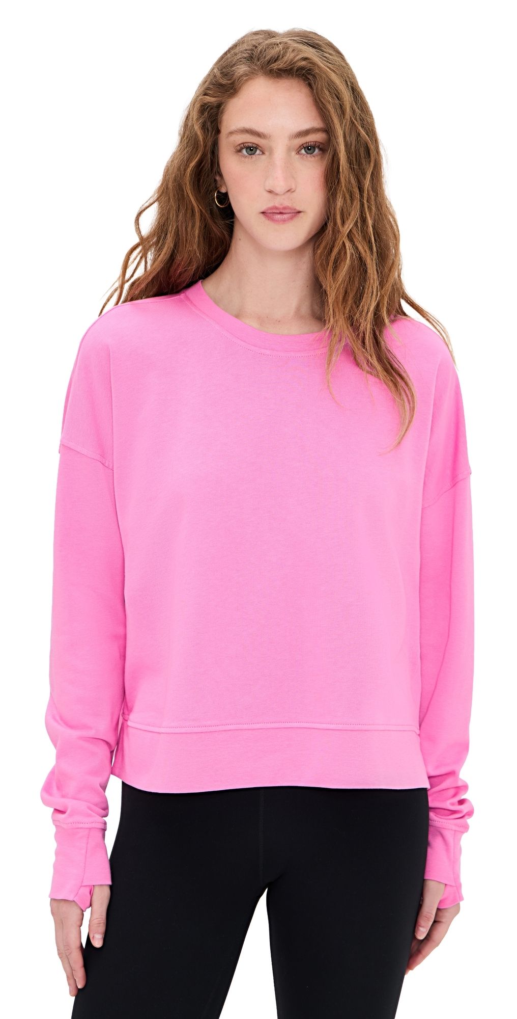 Sweaty Betty After Class Crop Sweatshirt Guava Pink L