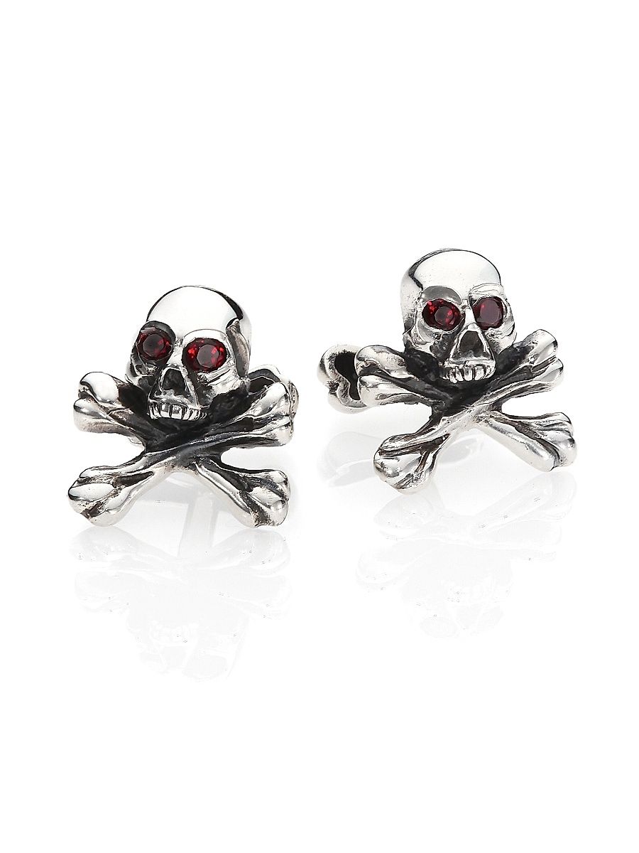 Men's Skull & Cross Bones Cuff Links - Silver