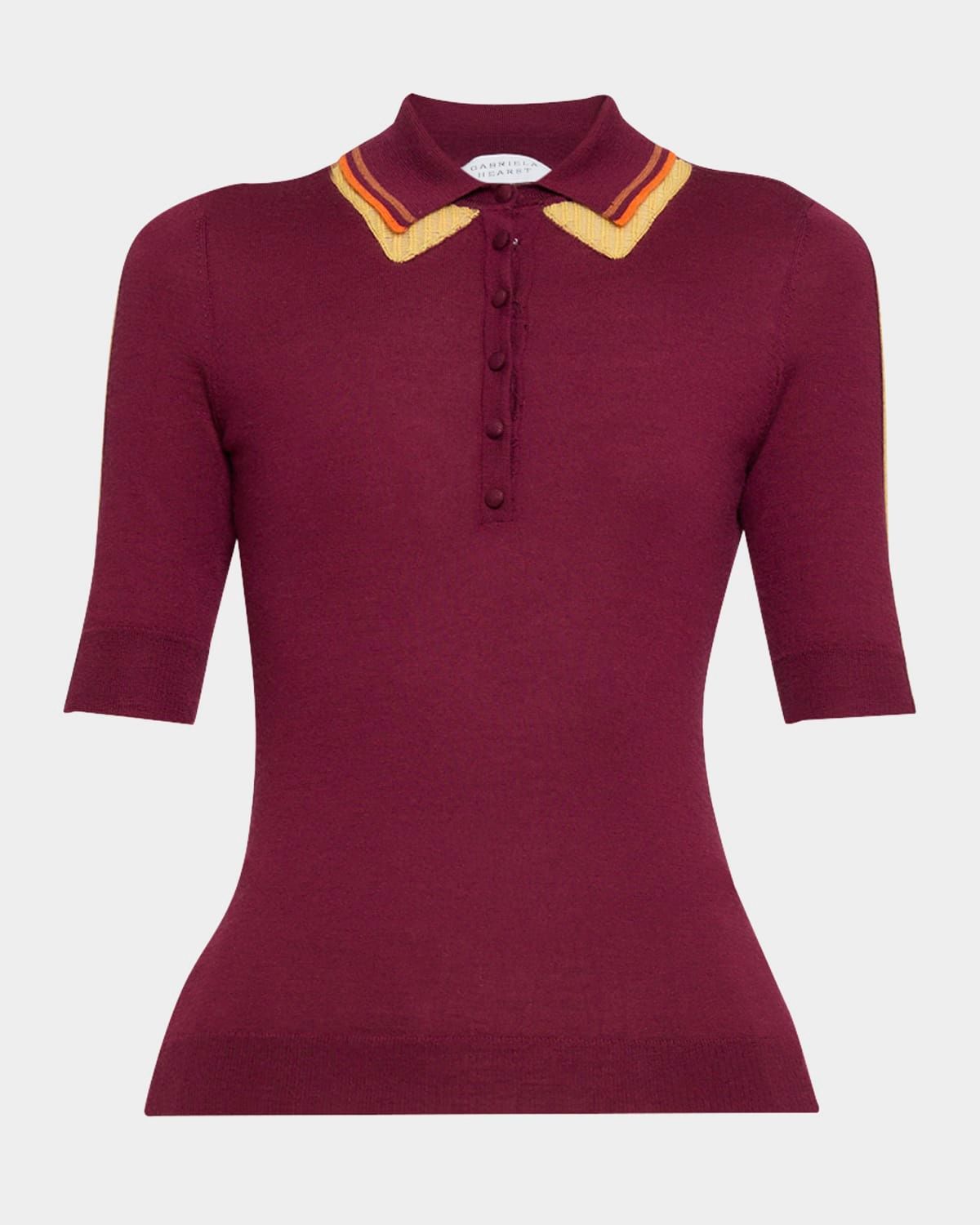 Wendelyn Cashmere-Silk Polo Top