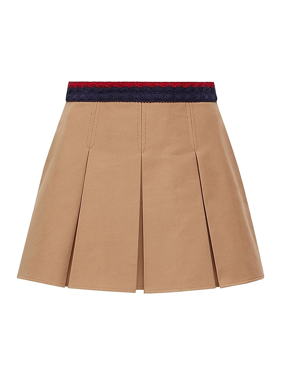 Women's Mini Skirt in Cotton Gabardine - Beige - Size 12