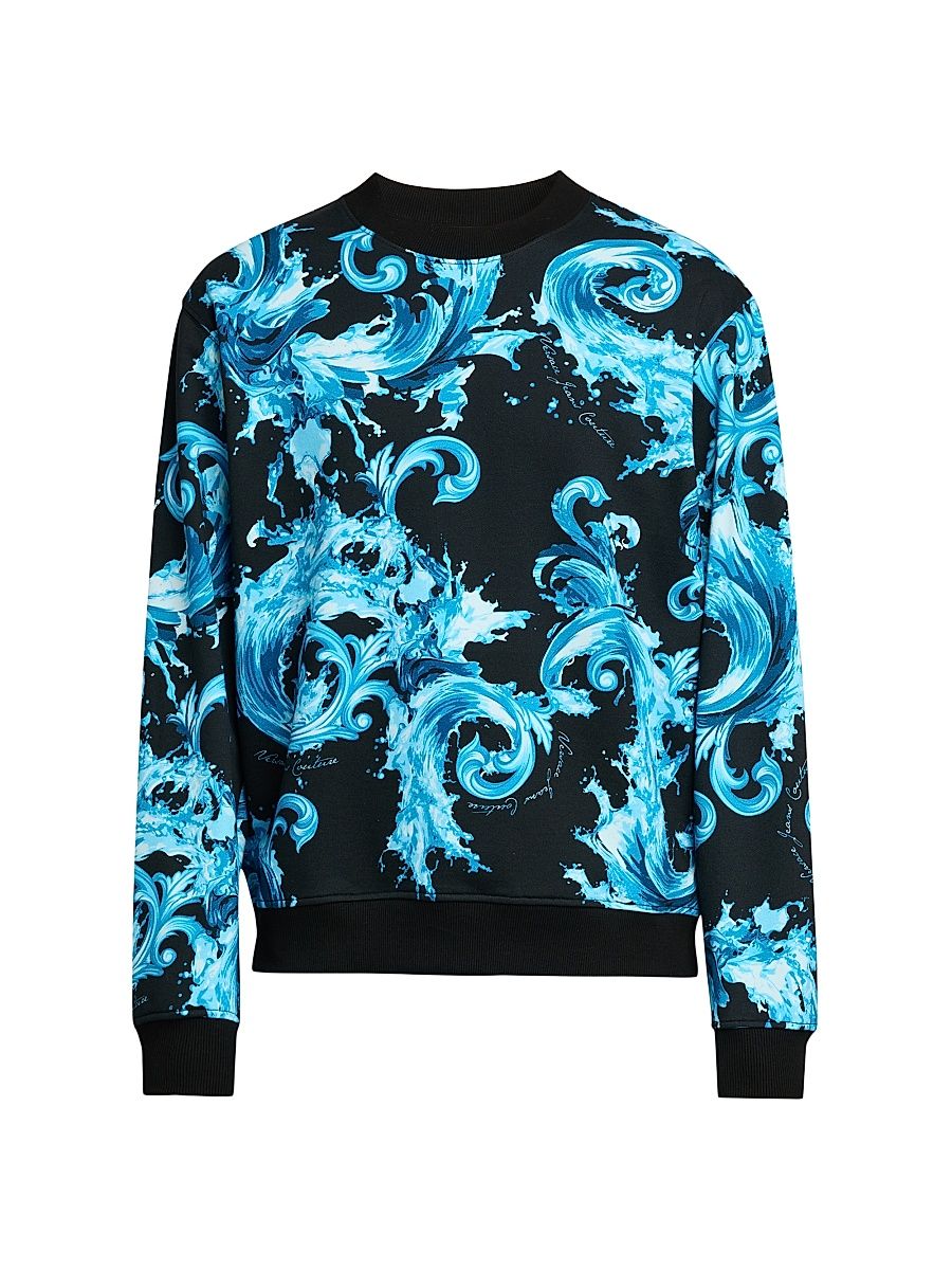 Men's Filigree Stretch-Cotton Crewneck Sweatshirt - Black - Size XXXL