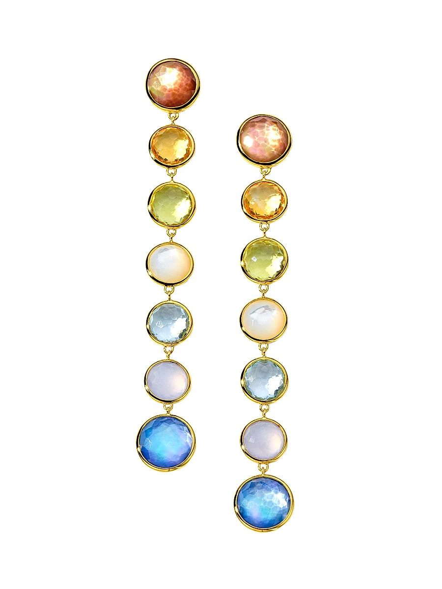 Women's Lollipop Wildflower 18K Yellow Gold & Multi-Stone Linear Drop Earrings - Wildflower