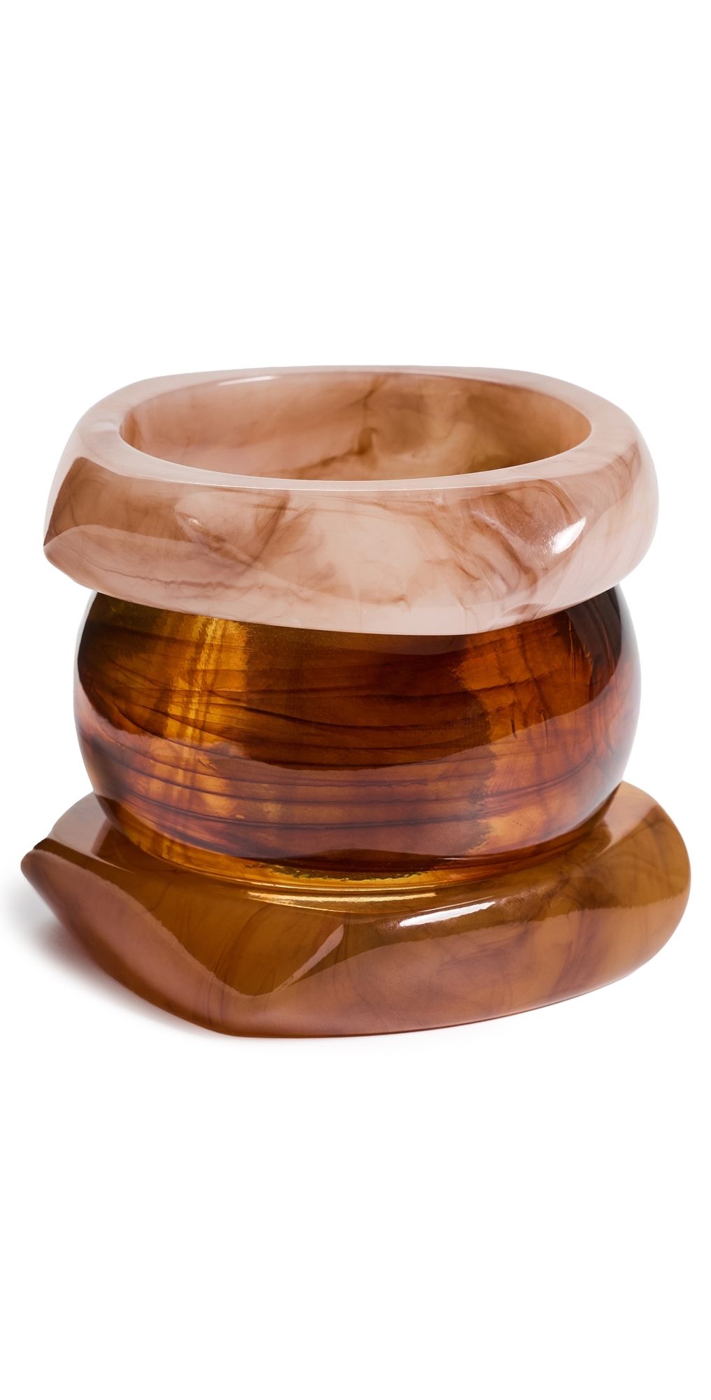 By Adina Eden Neutral Marble Resin Bangle Trio Set Multi Color One Size