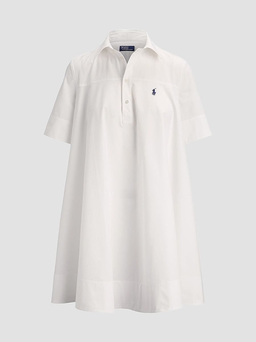 Women's Cotton A-Line Mini Shirtdress - White - Size 8