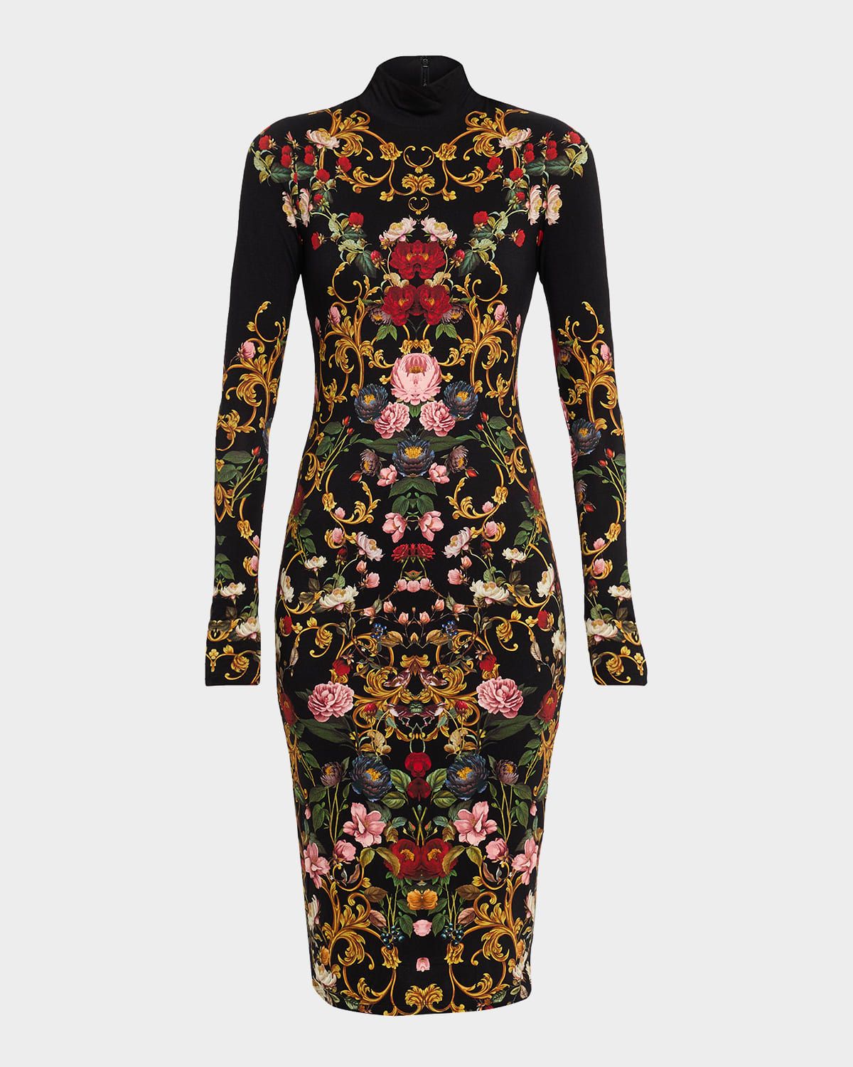 Delora Printed Turtleneck Midi Dress