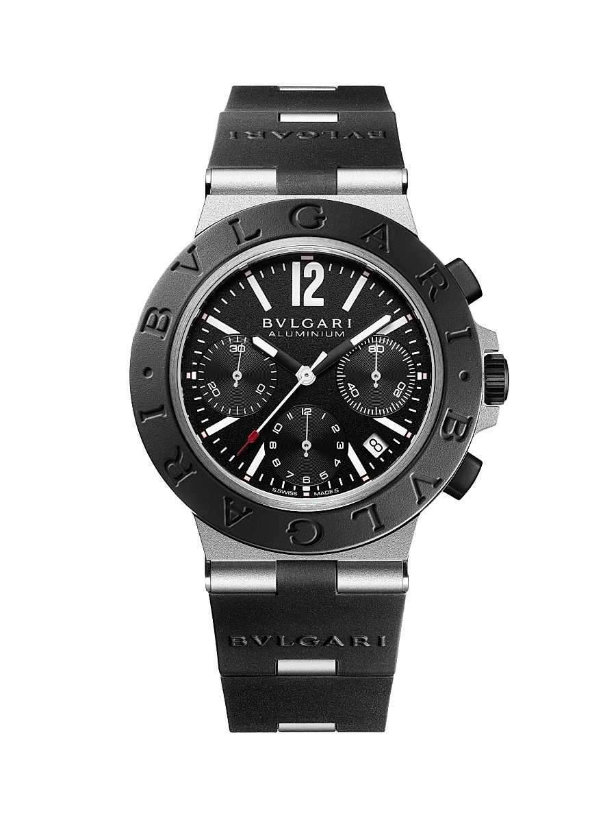 Men's Black Aluminium-Titanium & Rubber Chronograph Bracelet Watch - Black