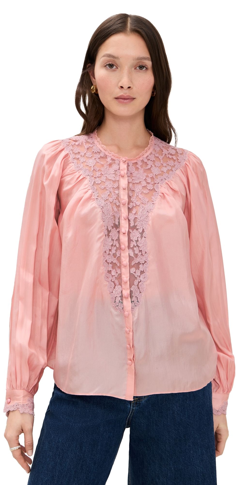 LoveShackFancy Carine Top Pink Nude S