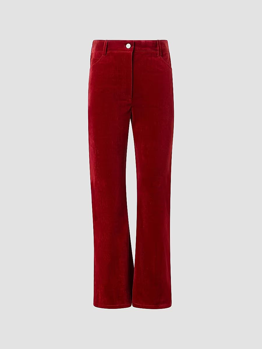 Akris punto Women's Cali Velvet Boot-Cut Crop Pants - Cranberry - Size 2