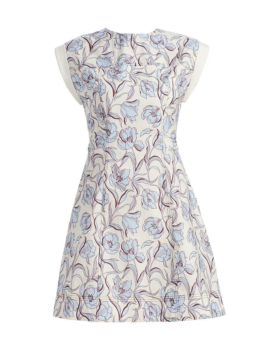 Women's Floral Back-Tie Minidress - Sky Blue Multi - Size 12