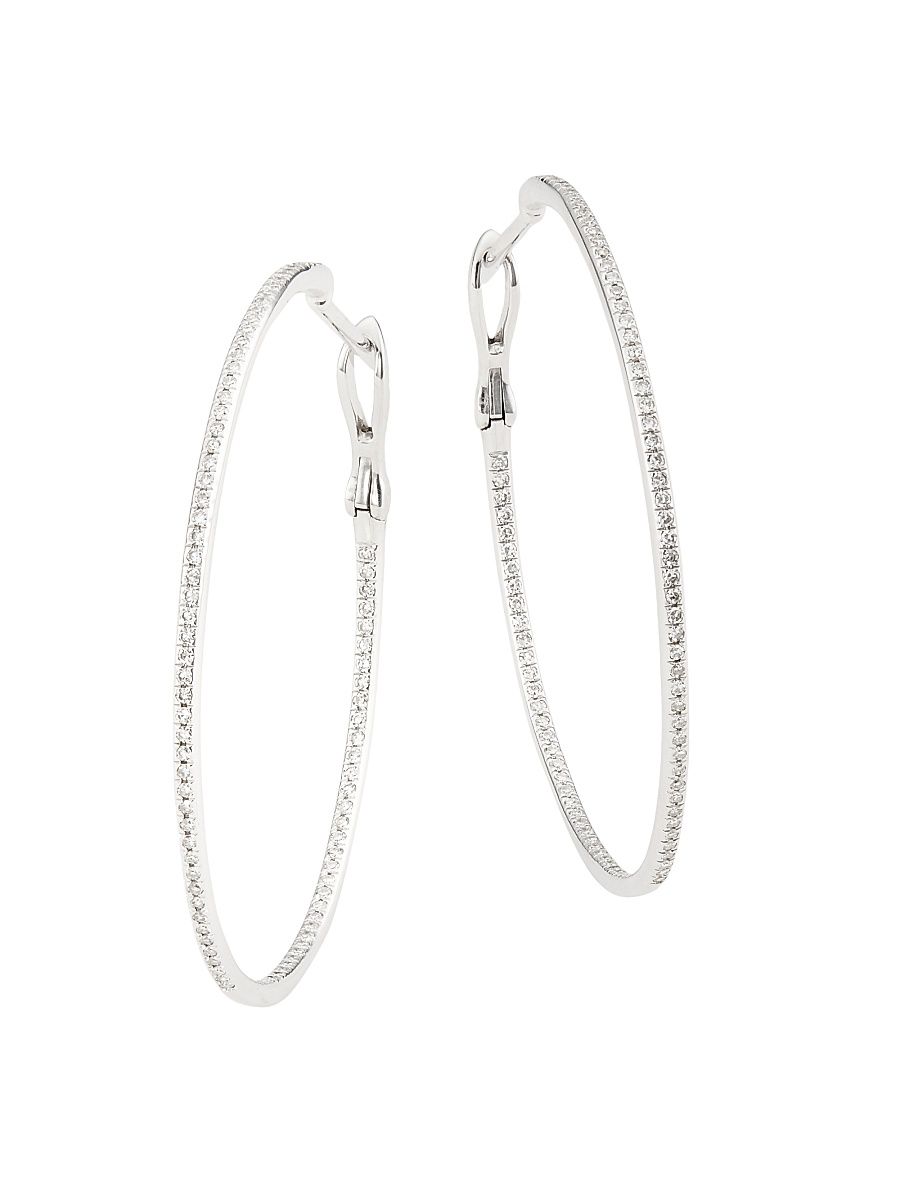 Women's 14K White Gold & 0.5 TCW Diamond Inside-Out Hoop Earrings - White Gold