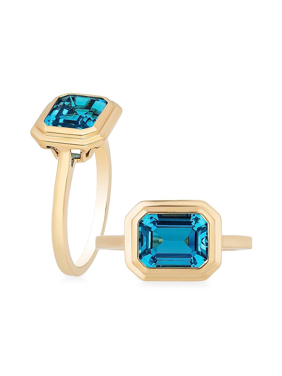 Women's Manhattan 18K Yellow Gold & London Blue Topaz Ring - Blue - Size 7
