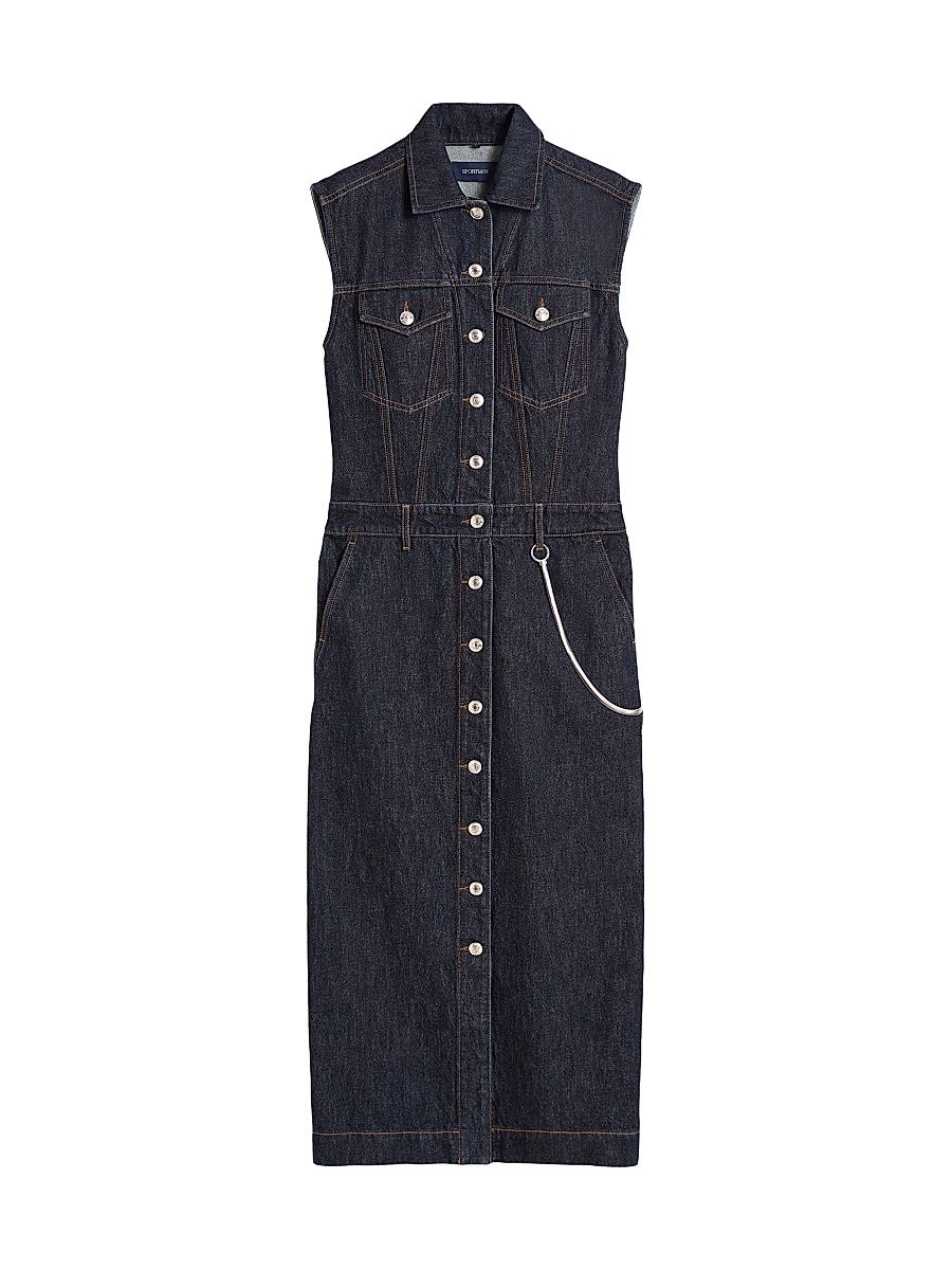 Women's Slim Fit Denim Shirt Dress - Midnightblue - Size 14