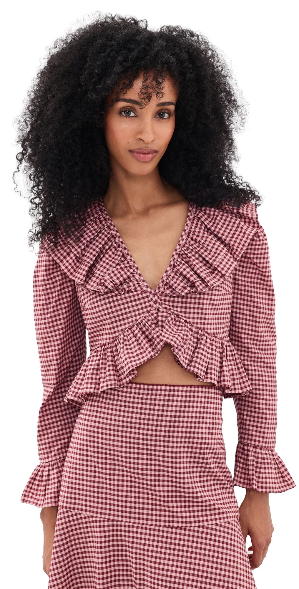 De Loreta Calma Blouse Vichy Red XS