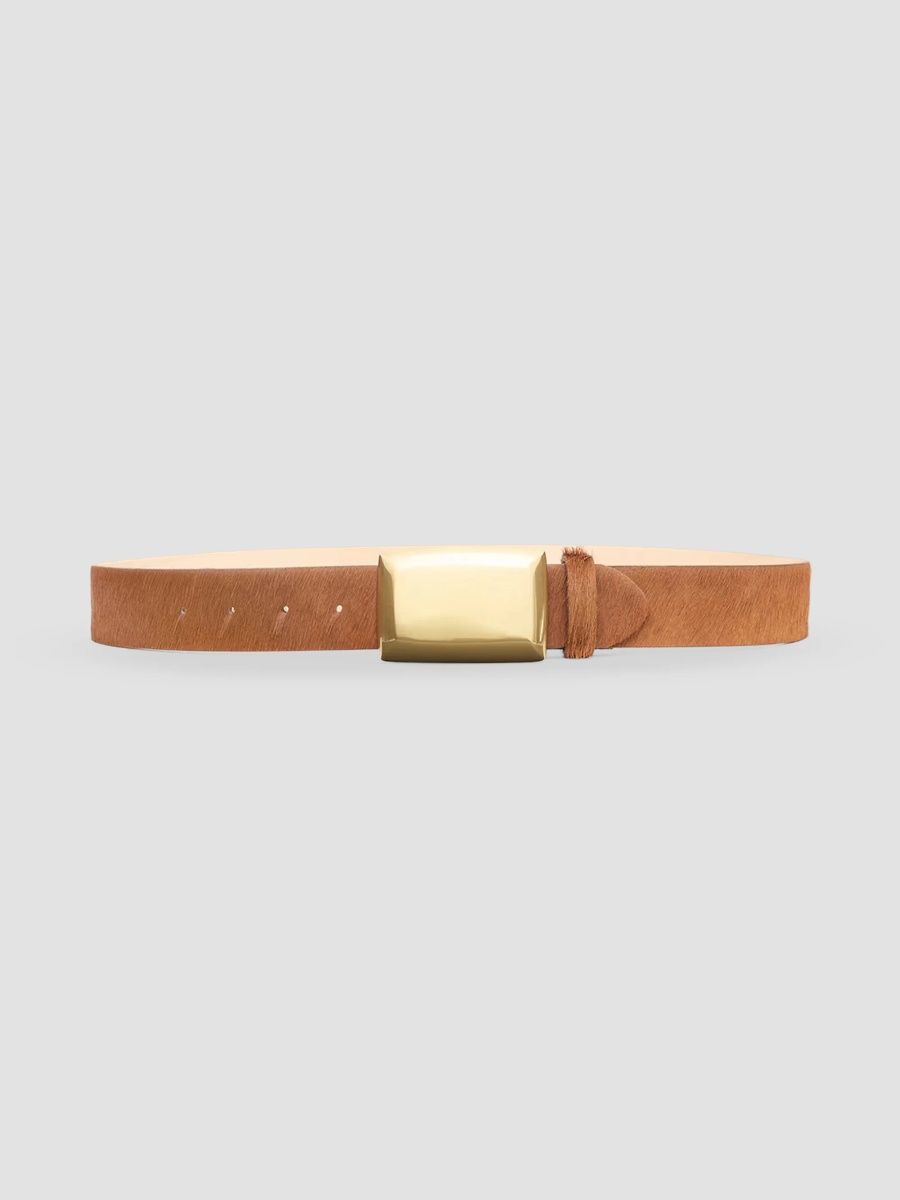 L'AGENCE Women's Sierra Calf Hair Belt - Cognac Calfhair - Size XL