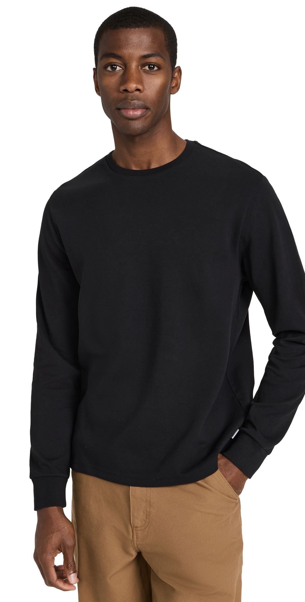 FRAME Duo Fold Long Sleeve Crew Noir M