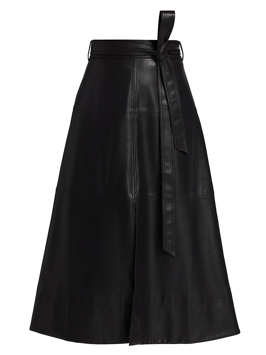 Women's Hudley Faux-Leather Midi-Skirt - Black - Size 14