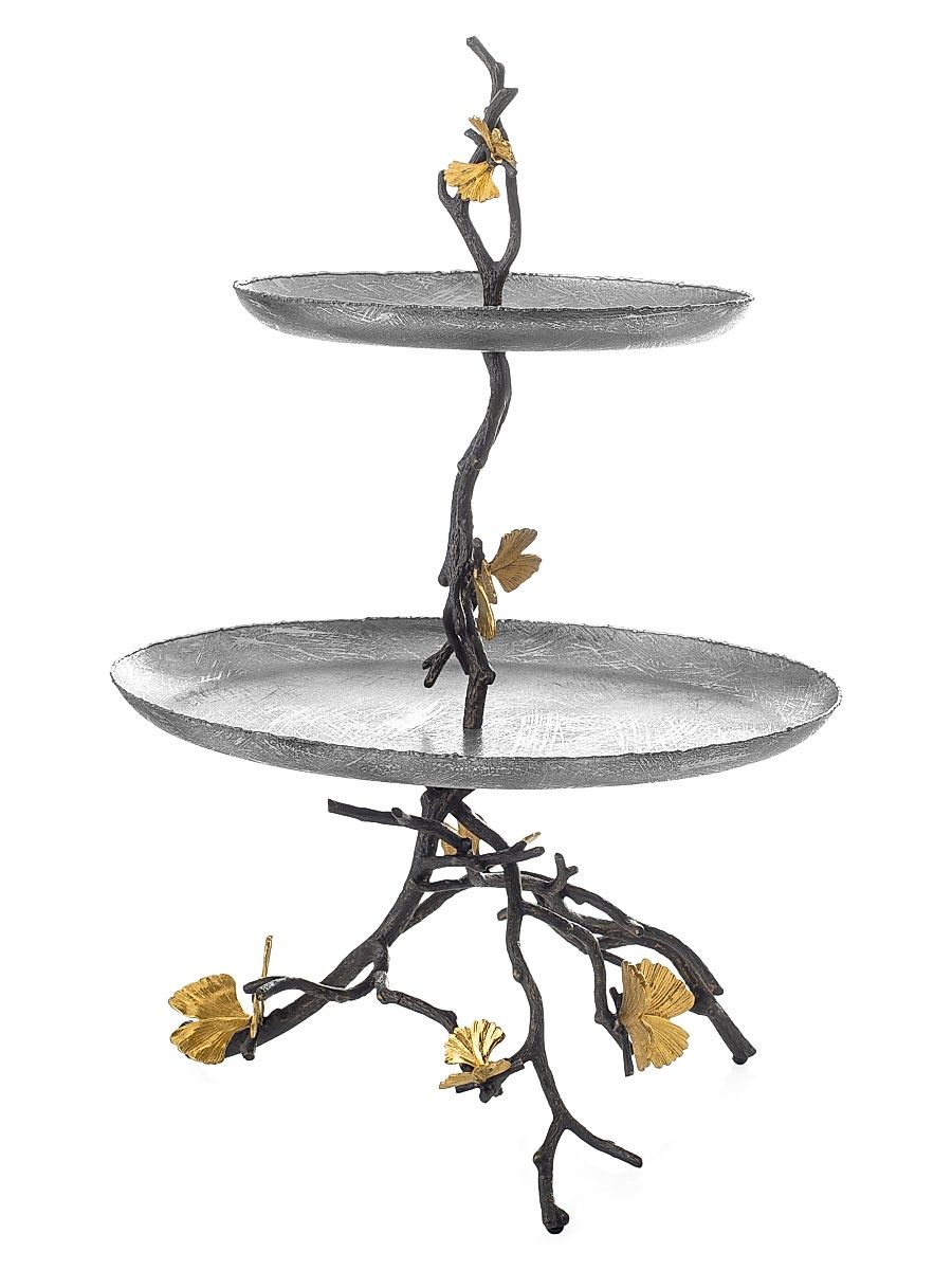 Butterfly Ginkgo Two-Tier Etagere