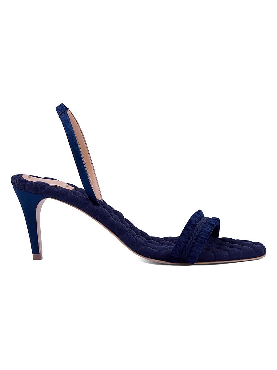 Women's Luna 70MM Grosgrain-Fringe Sandals - Navy - Size 10