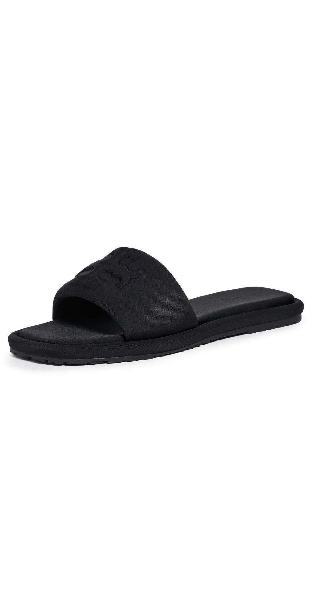Tory Burch Double T Sport Slides Prefect Black Scuba 7.5