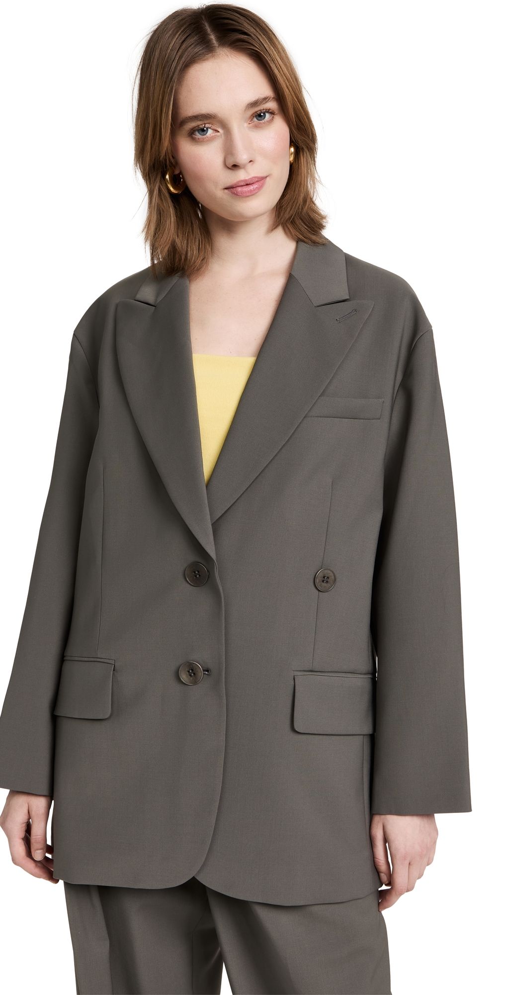 Tibi Tropical Wool Liam Blazer Dark Stone XXS