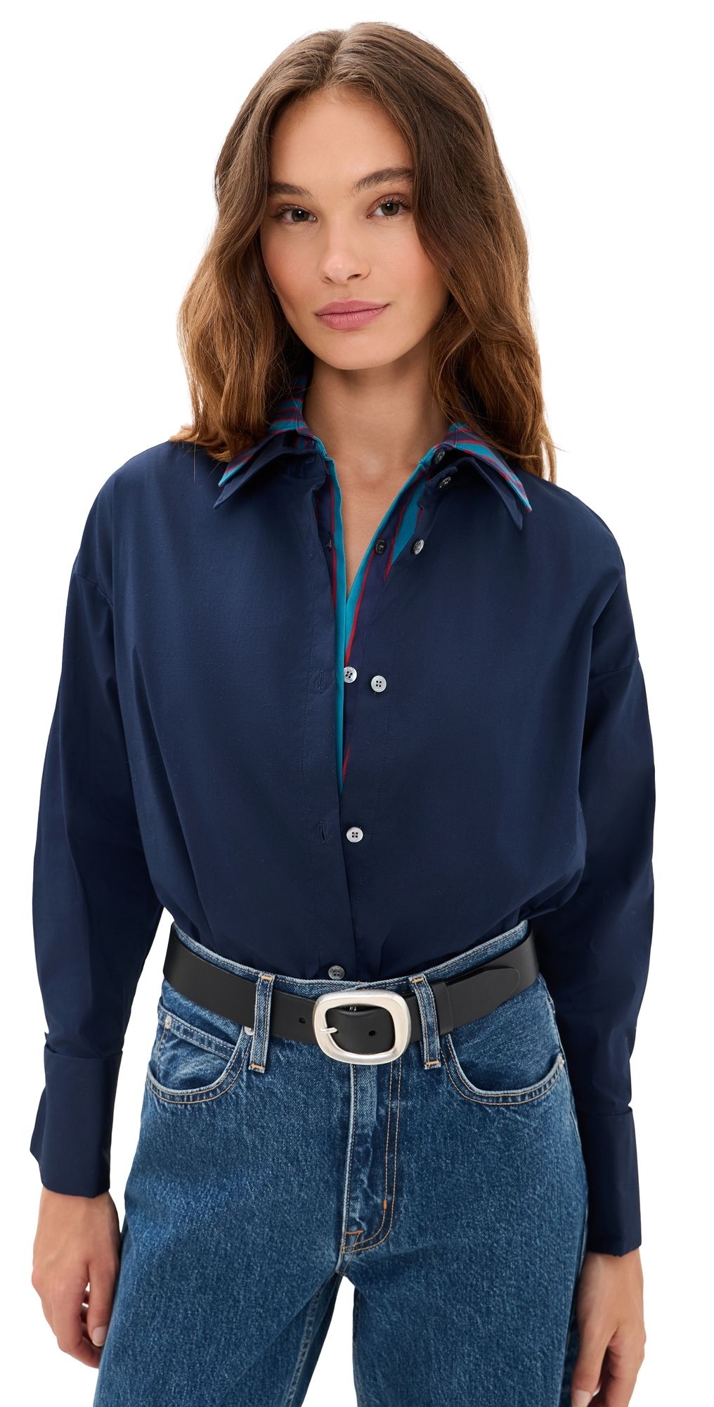 STAUD Uptown Bodysuit Navy/Potter Stripe S