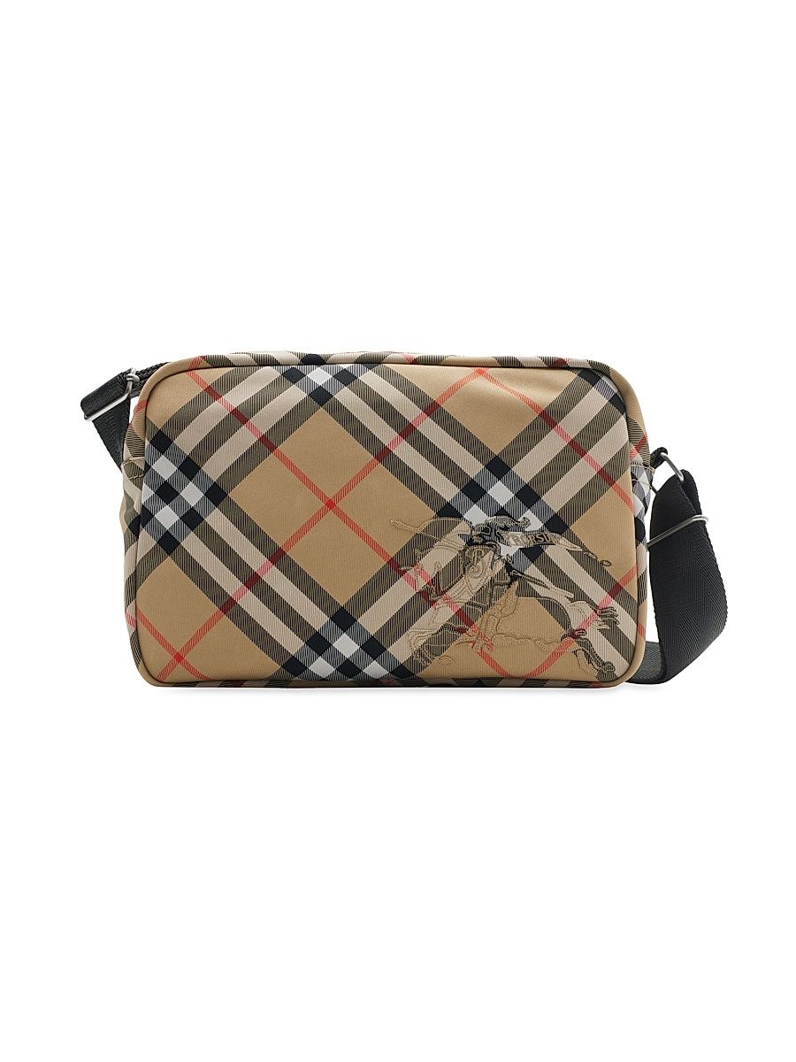 Men's Check & Equestrian Crossbody Bag - Sand