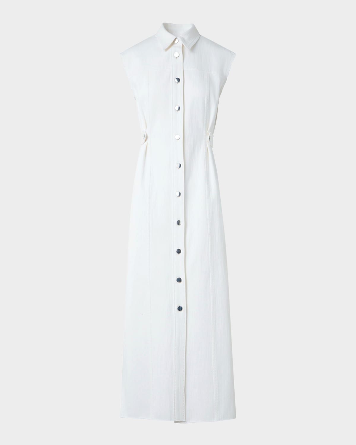 Sleeveless Cotton-Stretch Denim Midi Shirtdress