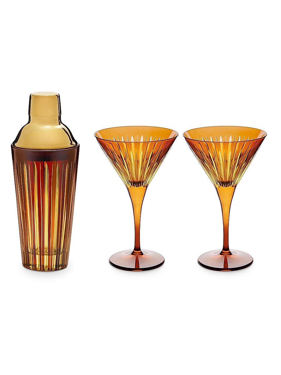 Prism 3-Piece Glass Cocktail Set - Amber