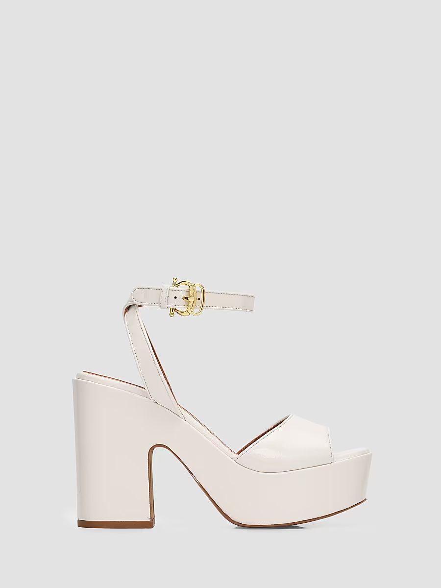 Women's 110MM Patent Leather Platform Sandals - Ivory - Size 11