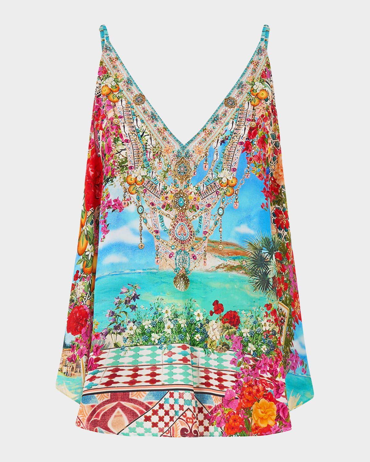 Meet Me in Mallorca V-Neck Silk Cami