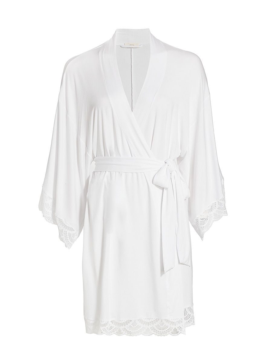 Women's Mariana Modal Lace-Trim Robe - White - Size XL