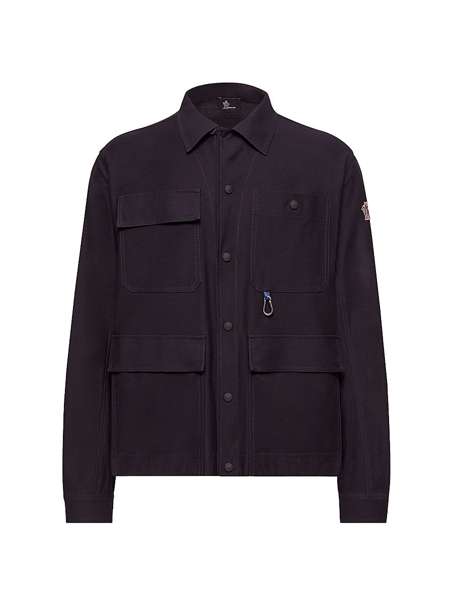 Men's Shacket in Cotton Gabardine - Navy Blue - Size Large