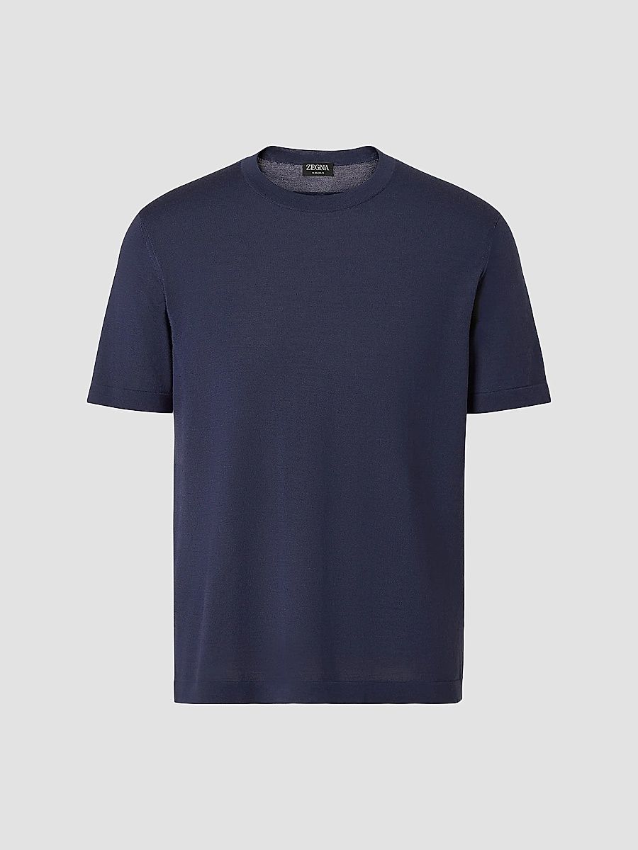 ZEGNA Men's 15milmil15 Wool T-Shirt - Dark Indigo Blue - Size 46